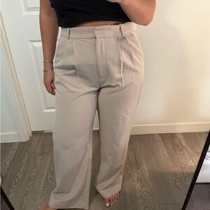 Abercrombie & Fitch Cream High-Waisted Wide Leg Jumpsuit
